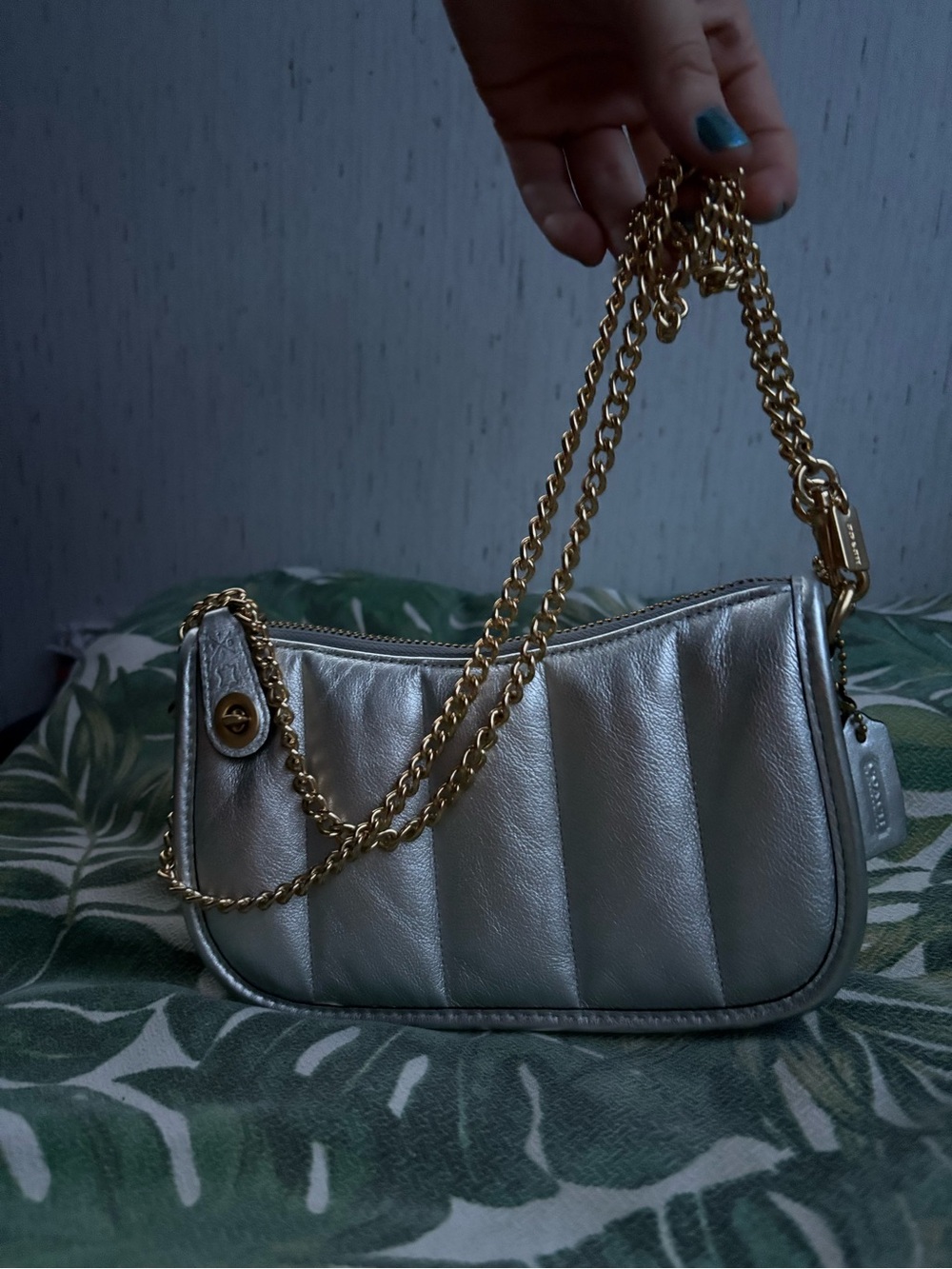 Coach mini purse metallic silver gold swinger twenty crossbody mini hobo